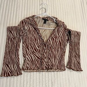 Forever 21 Brown and White Zebra Print Blouse